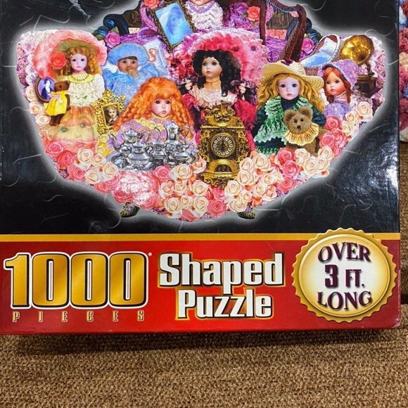 NEW What A Doll Puzzle 1000 Piece 3' Long Shaped Tea Set Harp Clock Roses - Picture 1 of 8